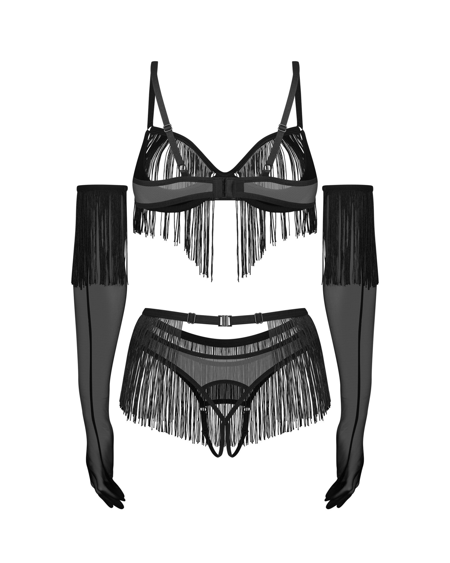 Комплект Obsessive Rossay Black 4-pcs crotchless set L/XL