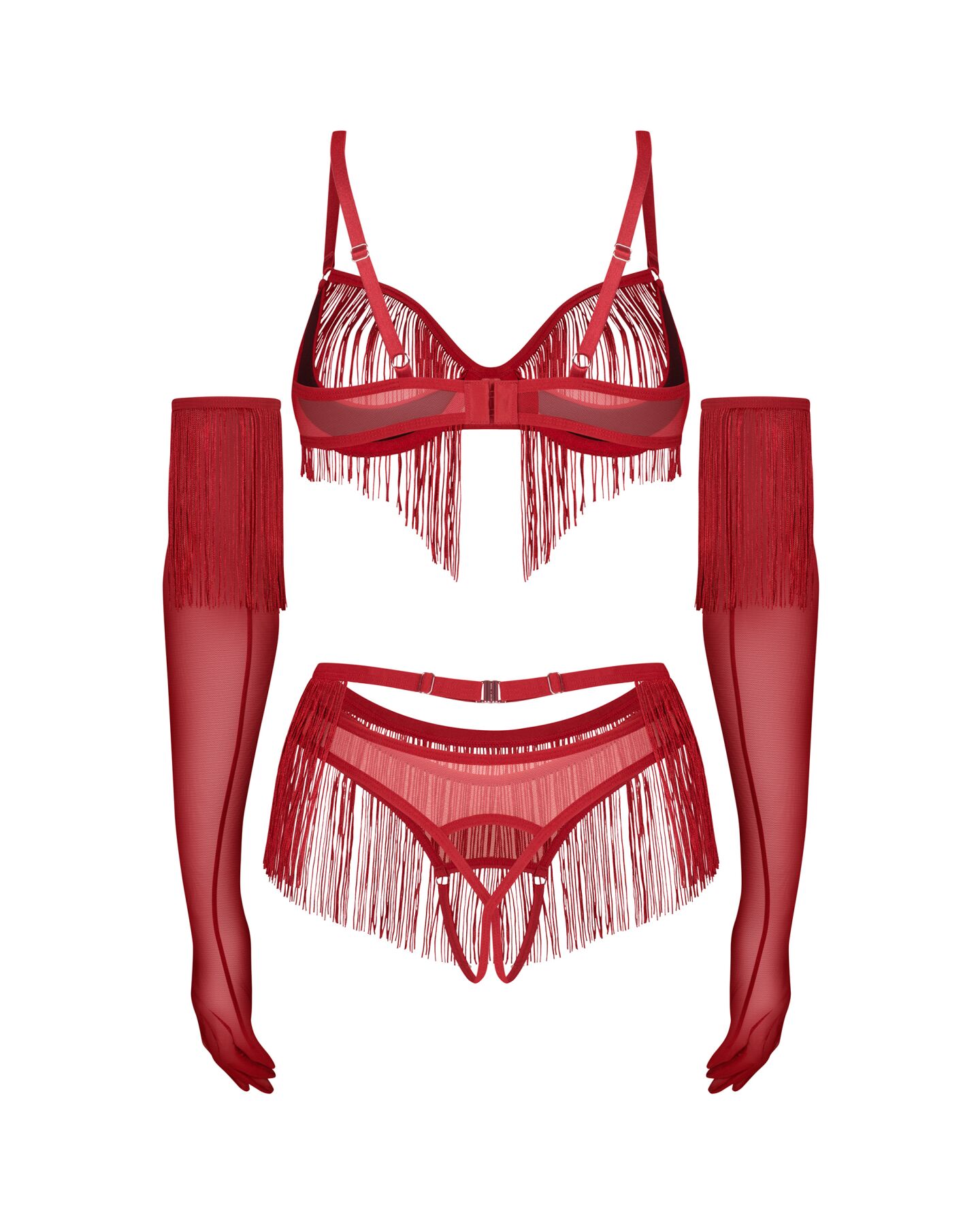 Комплект Obsessive Rossay Red 4-pcs crotchless set L/XL
