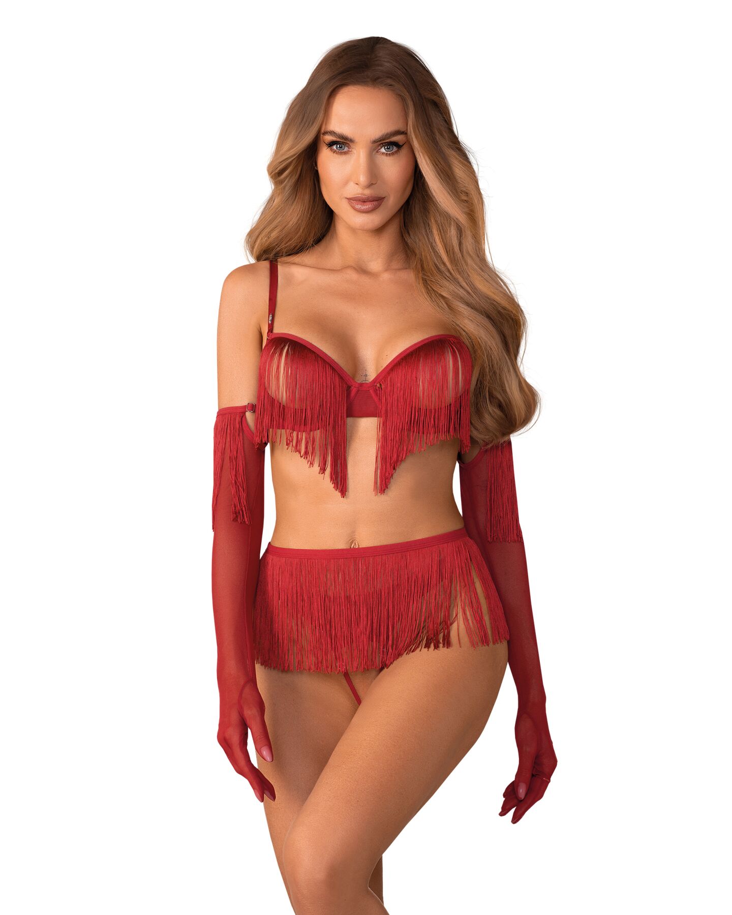 Комплект Obsessive Rossay Red 4-pcs crotchless set L/XL