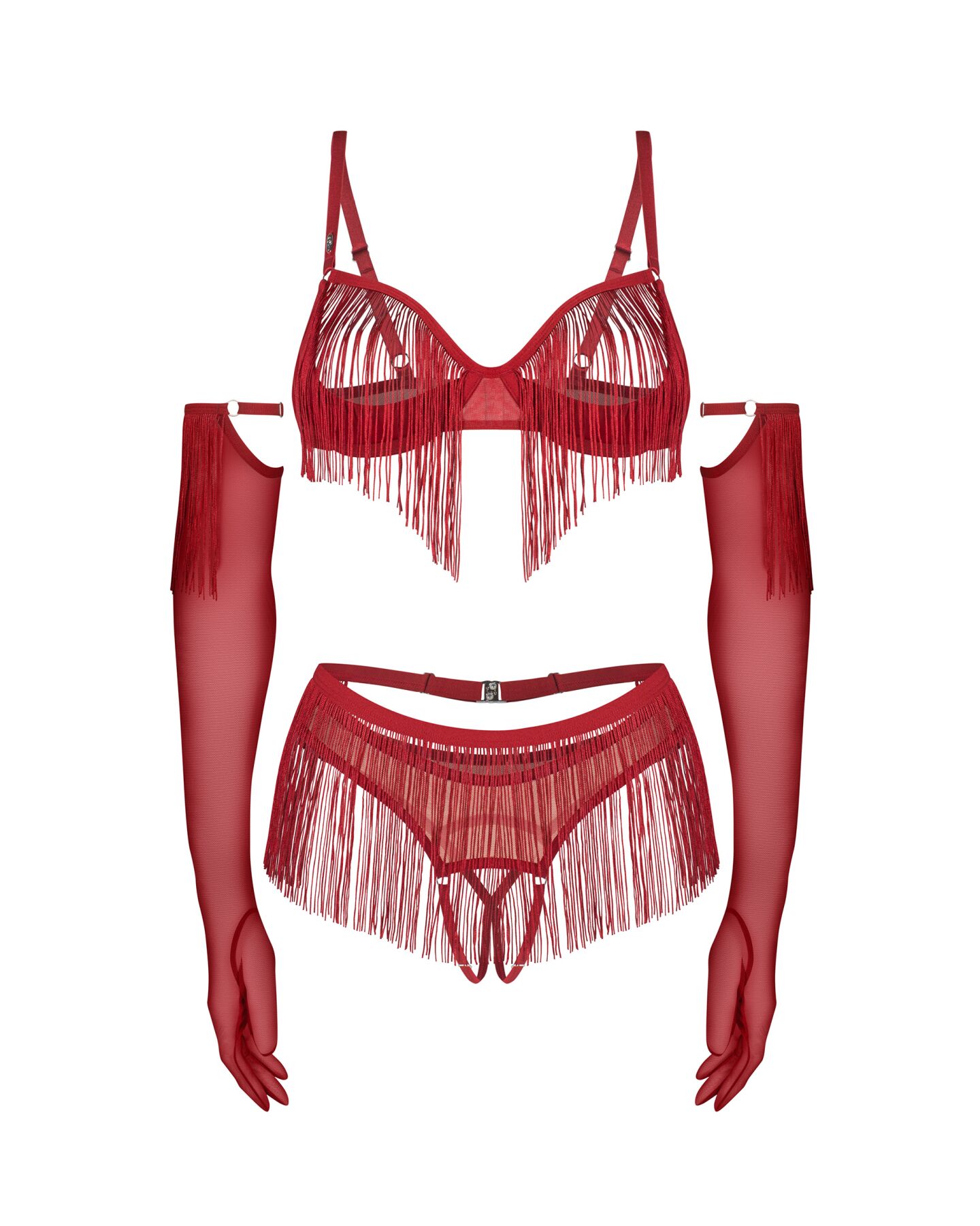 Комплект Obsessive Rossay Red 4-pcs crotchless set 2XL/3XL