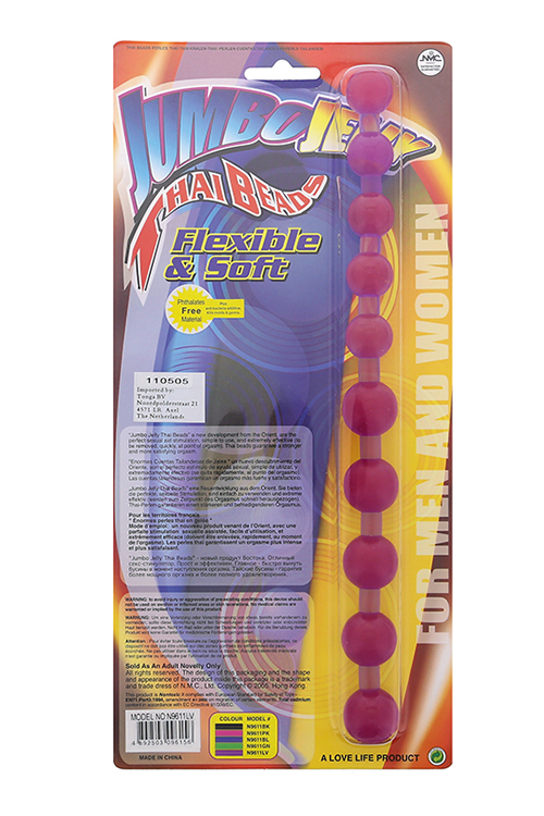 Анальний ланцюжок Jumbo Jelly Thai Beads Carded, LAVENDER