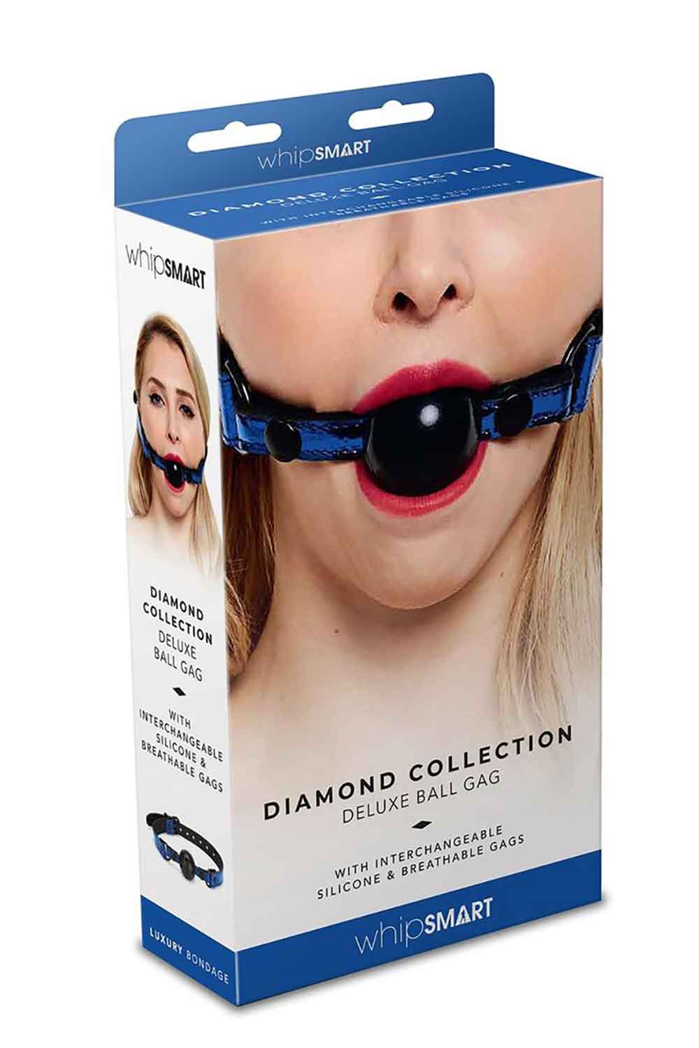Кляп із двома змінними кульками Whipsmart Diamond Collection, синій