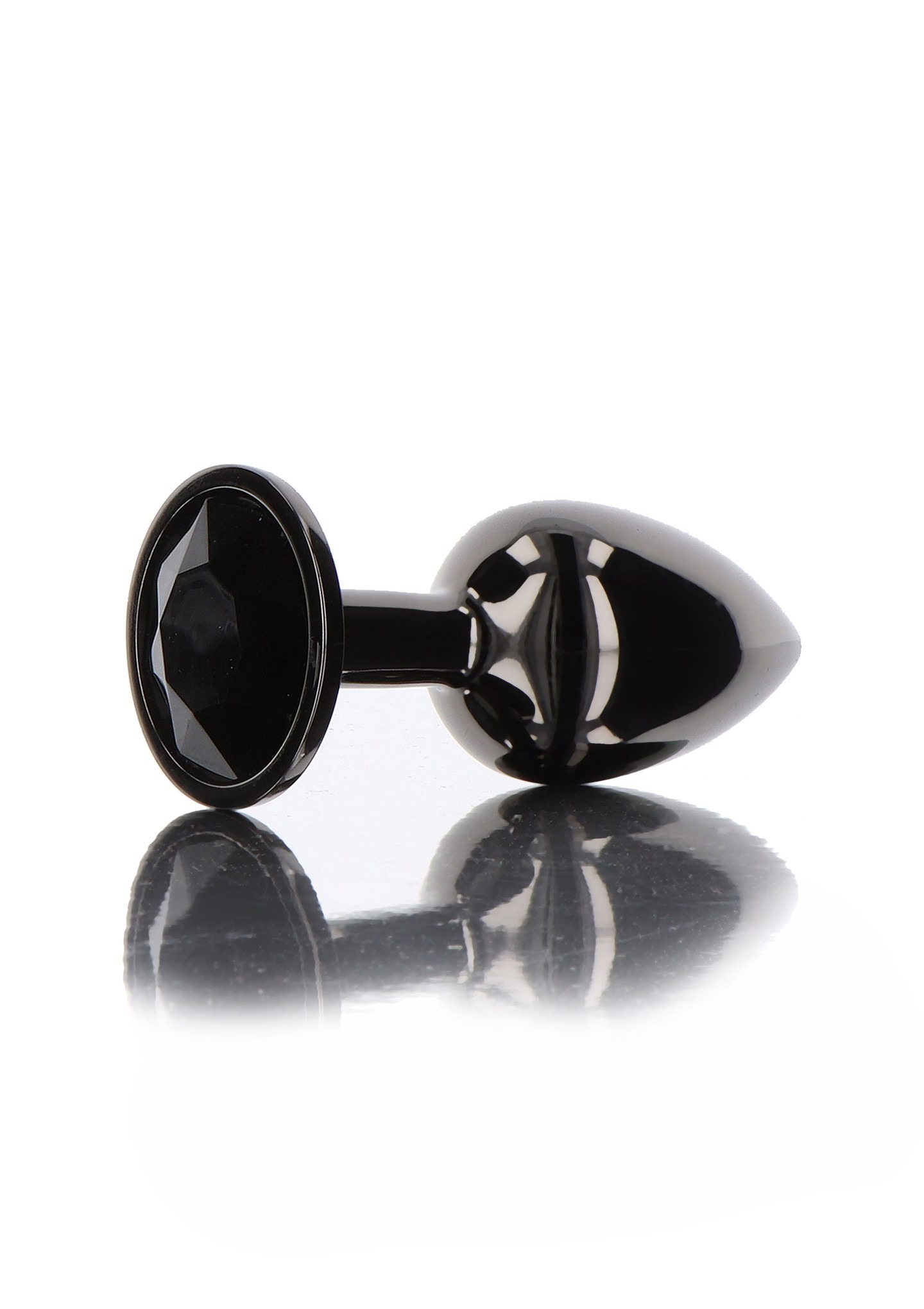 Анальна металева пробка M із чорним каменем Butt Plug With Diamond Jewel Taboom