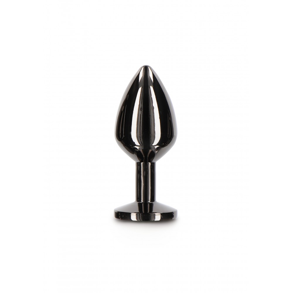 Анальна металева пробка M із чорним каменем Butt Plug With Diamond Jewel Taboom