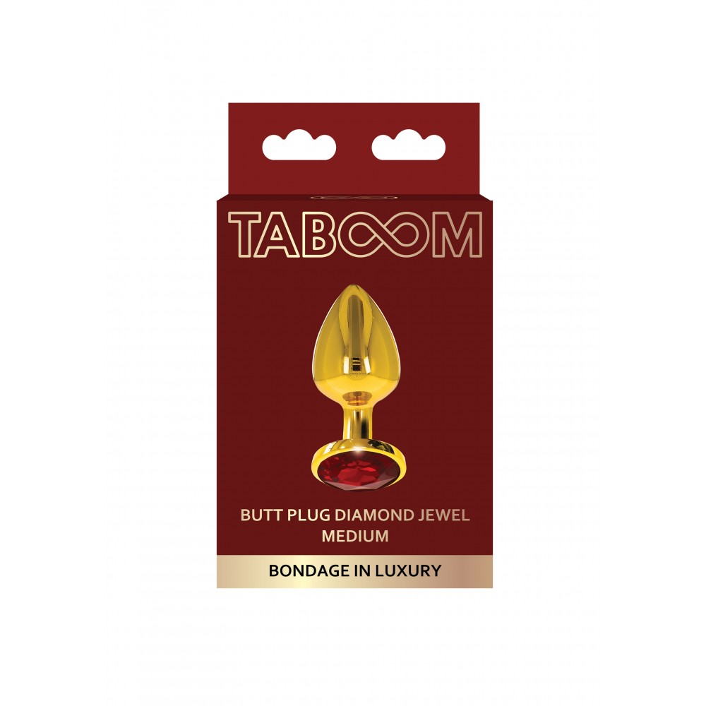 Анальна металева пробка M (Medium) з каменем червоного кольору Butt Plug With Diamond Jewel Taboom