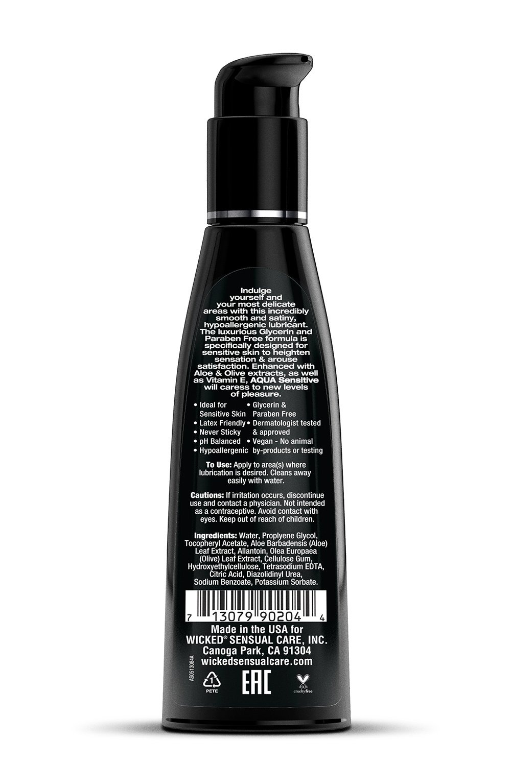 Лубрикант гіпоалергенний WICKED AQUA SENSITIVE без гліцерину, 120 мл