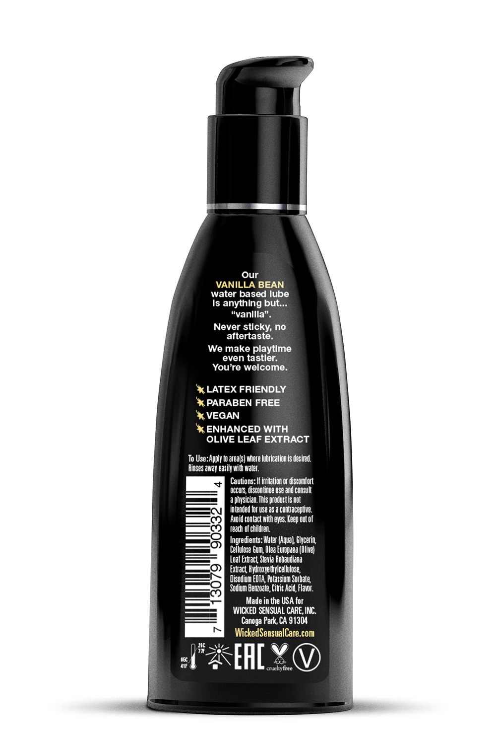 Їстівний лубрикант зі смаком ванілі Wicked Aqua Vanilla Bean на водній основі, 60 мл