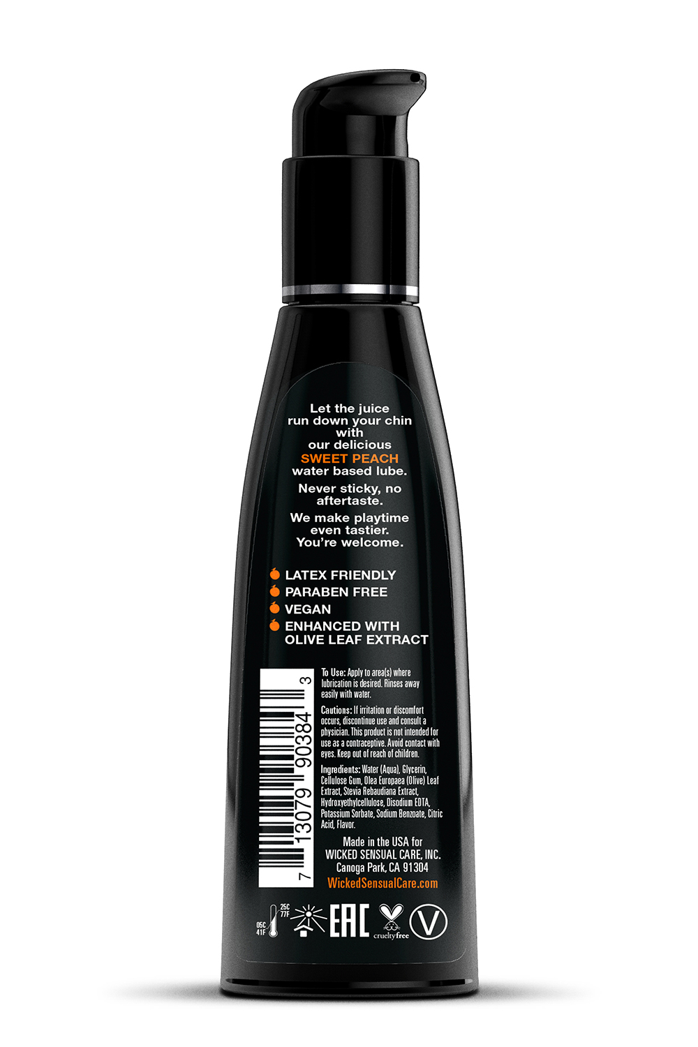 Съедобный лубрикант со вкусом персика Wicked Aqua Sweet Peach на водной основе, 120 мл