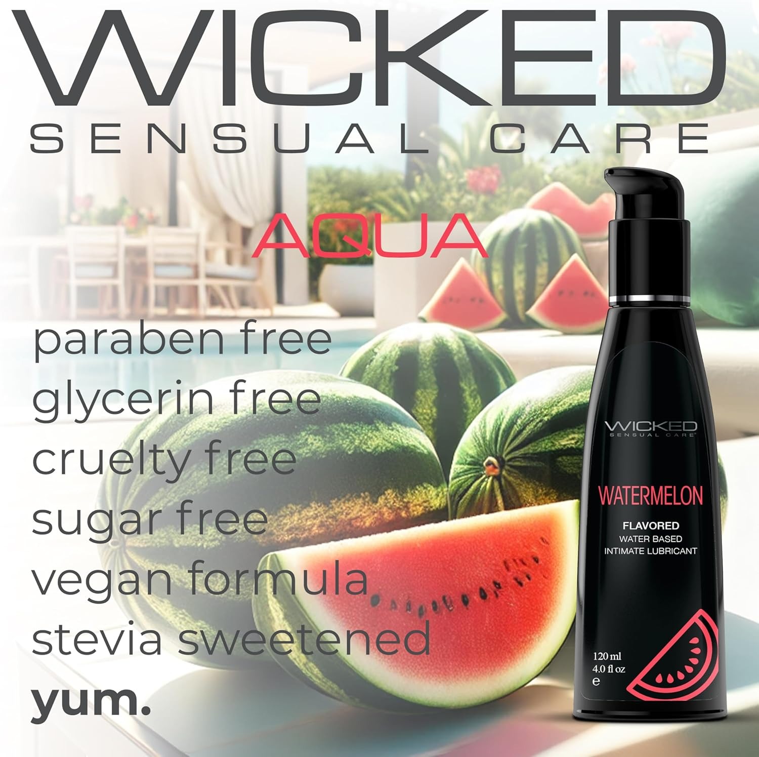 Съедобный лубрикант со вкусом арбуза Wicked Aqua Watermelon Flavored, 120 мл