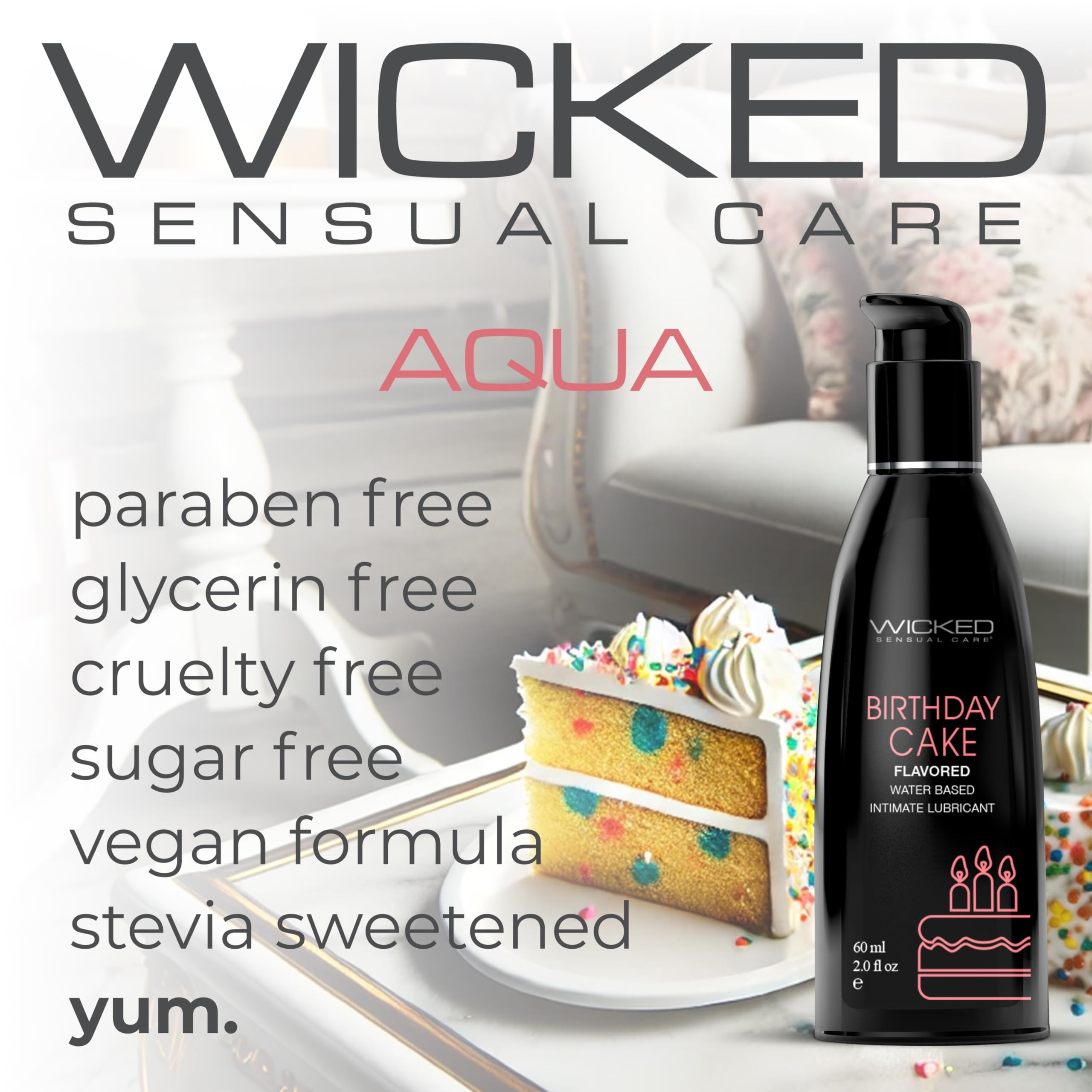 Лубрикант оральный WICKED BIRTHDAY CAKE со вкусом праздничного торта с кремом, 60 мл