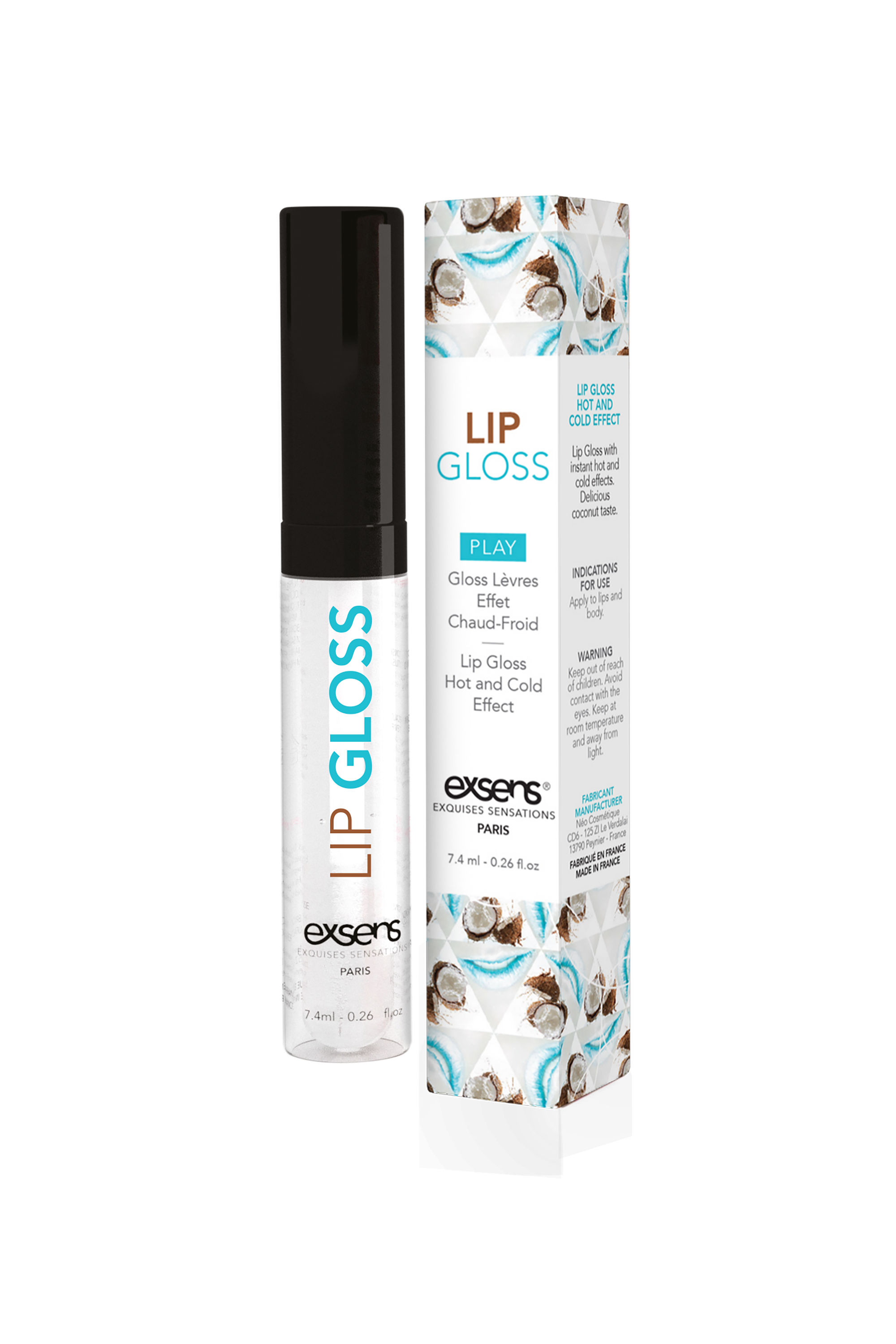 Блиск для оральних ласок EXSENS HOT KISS LIP GLOSS COCONUT 7,4ML
