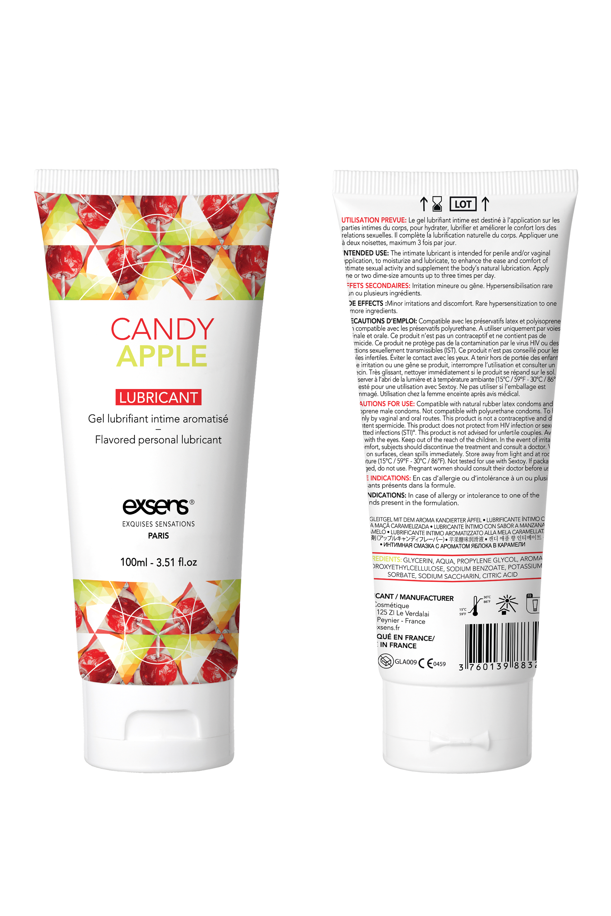Лубрикант на водной основе с ароматом яблока EXSENS LUBRICANT CANDY APPLE 100ML