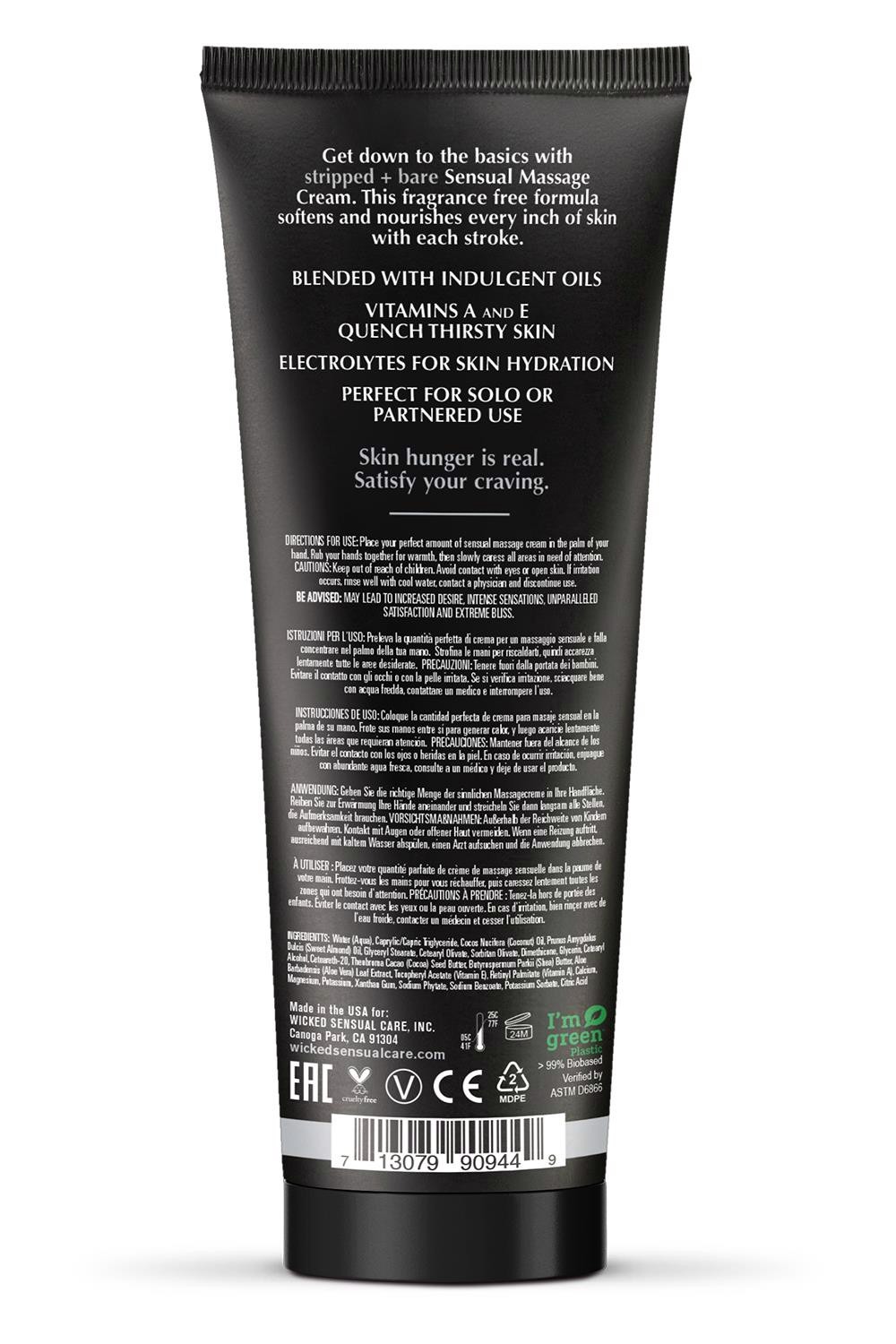 Масажний крем Wicked Sensual Care Stripped & Bare без запаху, 120 мл