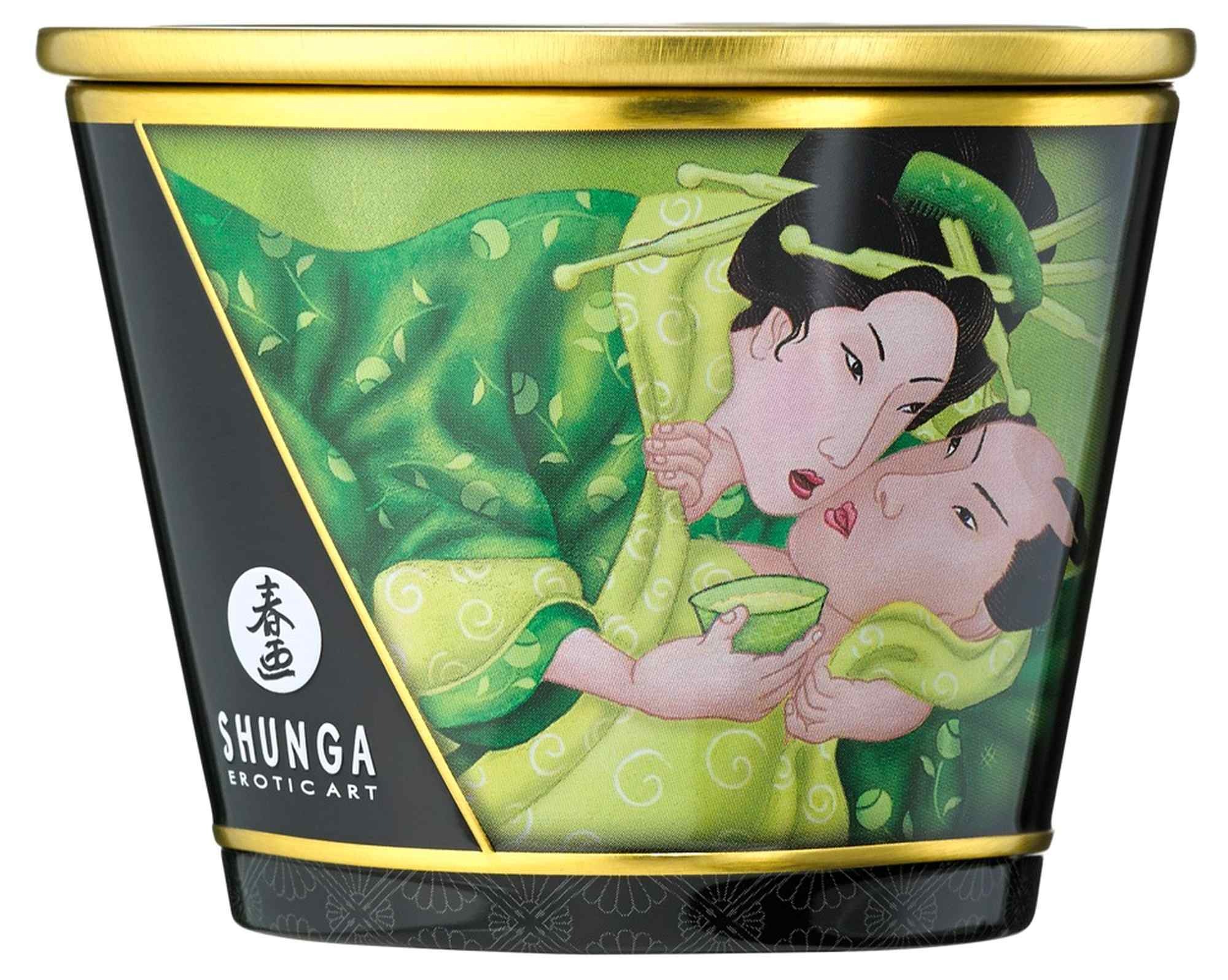 Свічка для масажу Shunga Massage Candle Exotic Green Tea із ароматом зеленого чаю, 170 мл