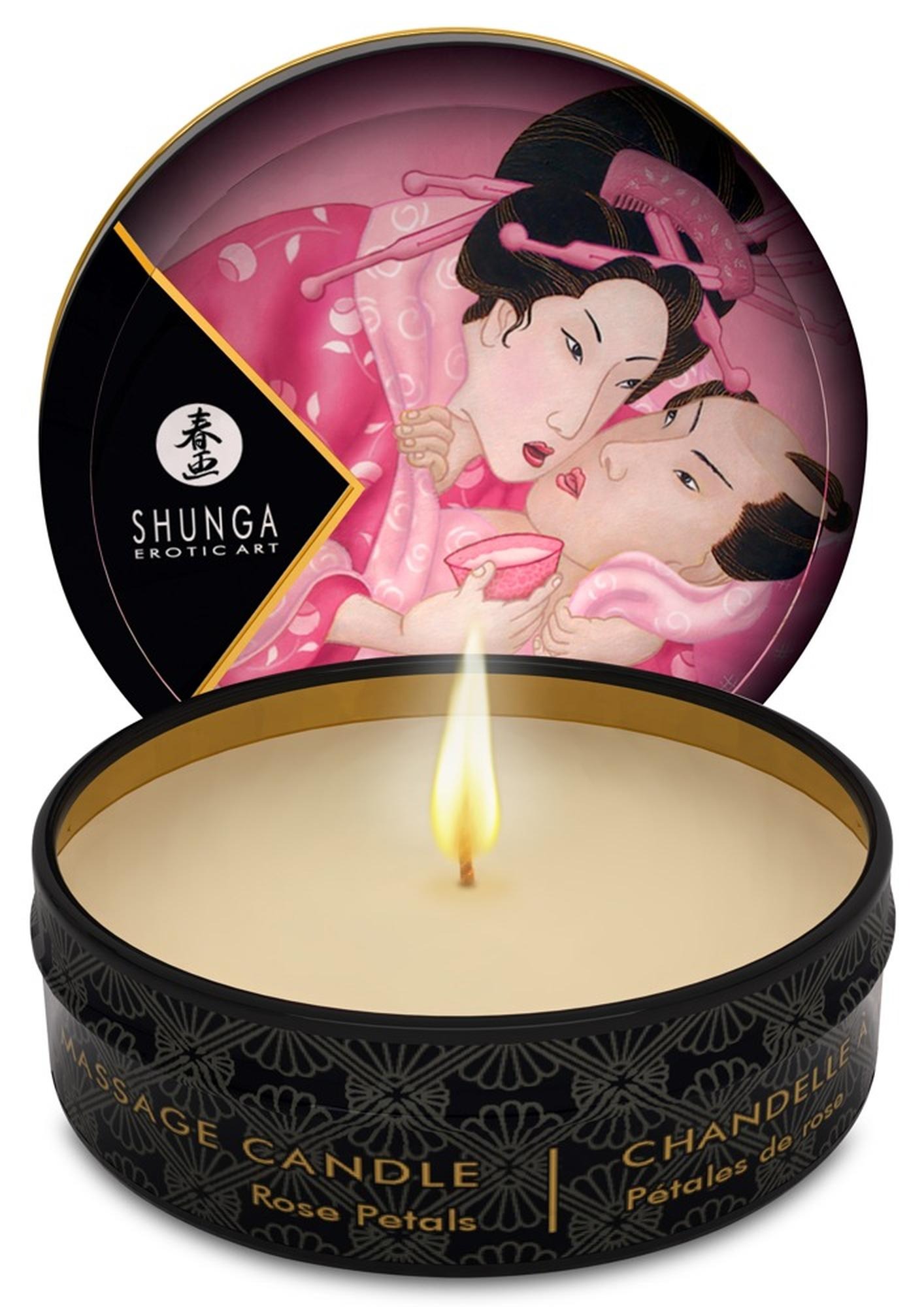 Масажна свічка Shunga Mini Massage Candle Roses з ароматом троянди, 30 мл