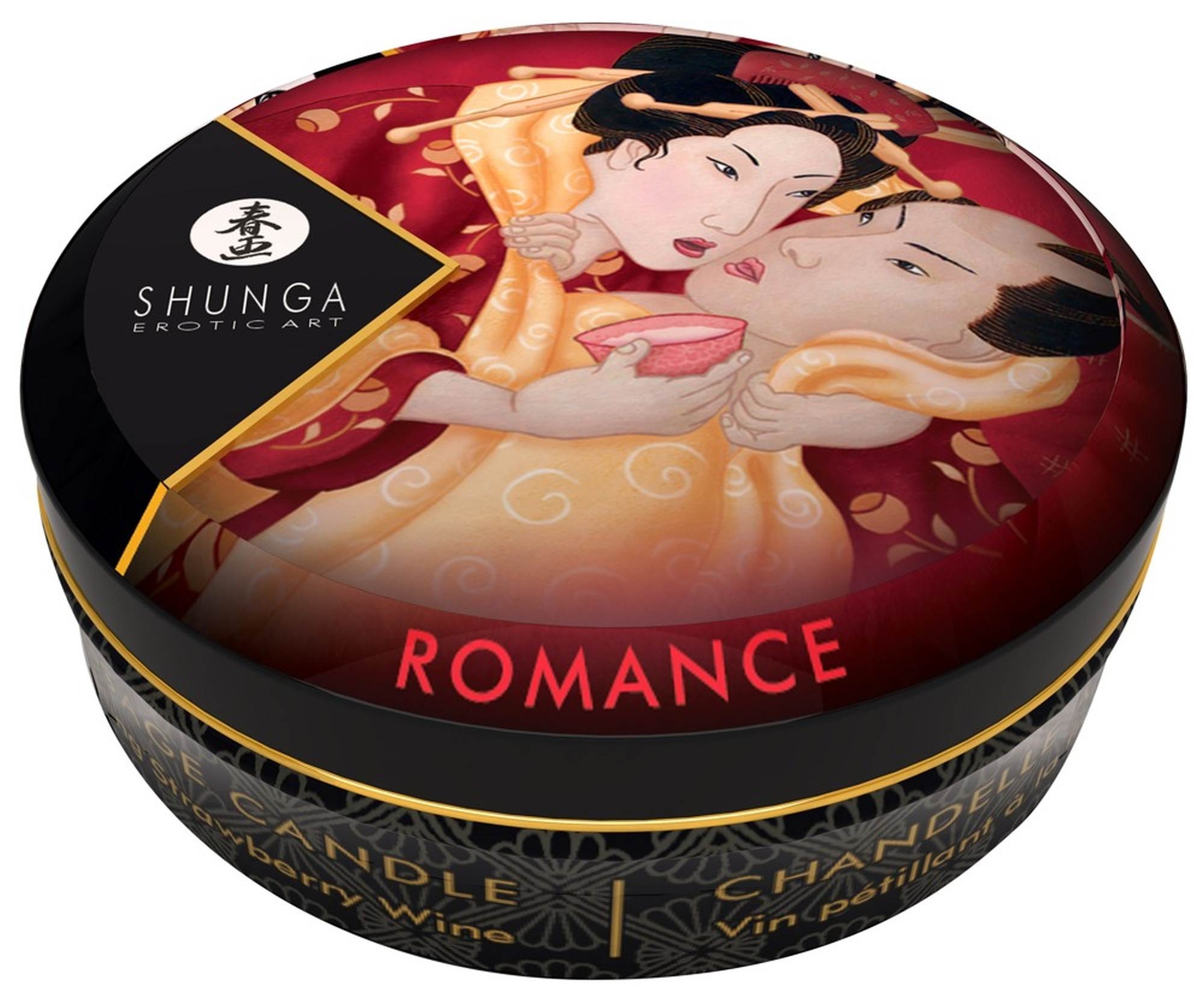 Свічка для масажу Shunga Romance Strawberry Sparkling Wine з ароматом полуничного шампанського, 30 мл