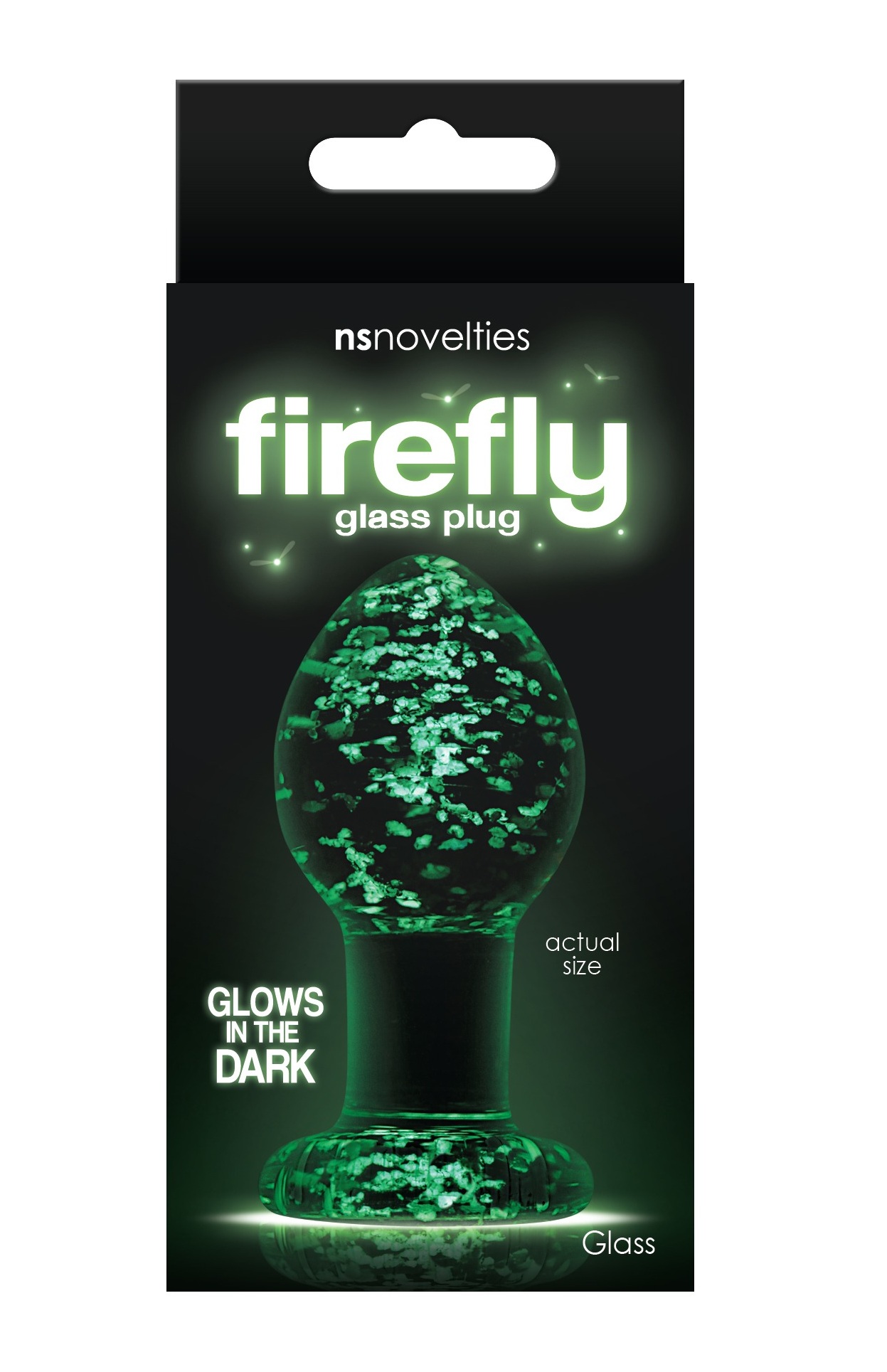 Анальна пробка скляна NS Novelties, що світиться FIREFLY GLASS PLUG MEDIUM CLEAR