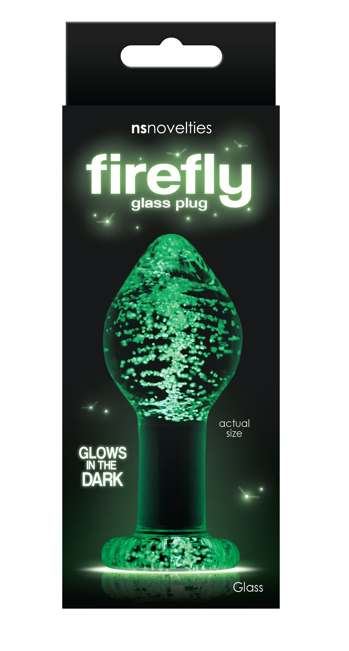 Анальна пробка скляна NS Novelties, що світиться FIREFLY GLASS PLUG LARGE CLEAR