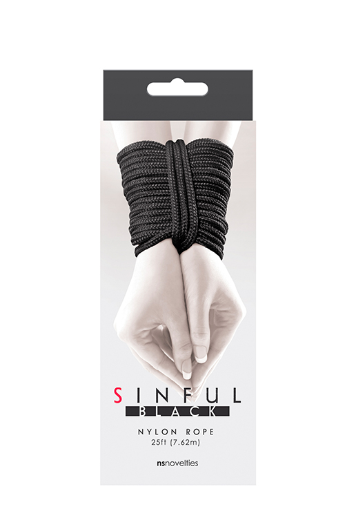 Бондажна мотузка NS Novelties SINFUL NYLON ROPE 25 FT BLACK