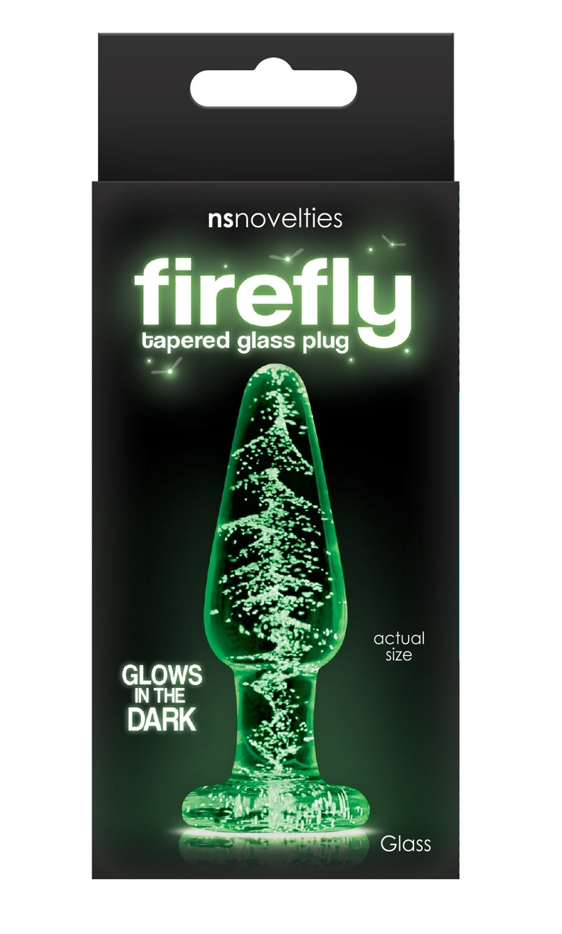Анальная пробка стеклянная светящаяся NS Novelties FIREFLY GLASS TAPERED PLUG SMALL CLEAR