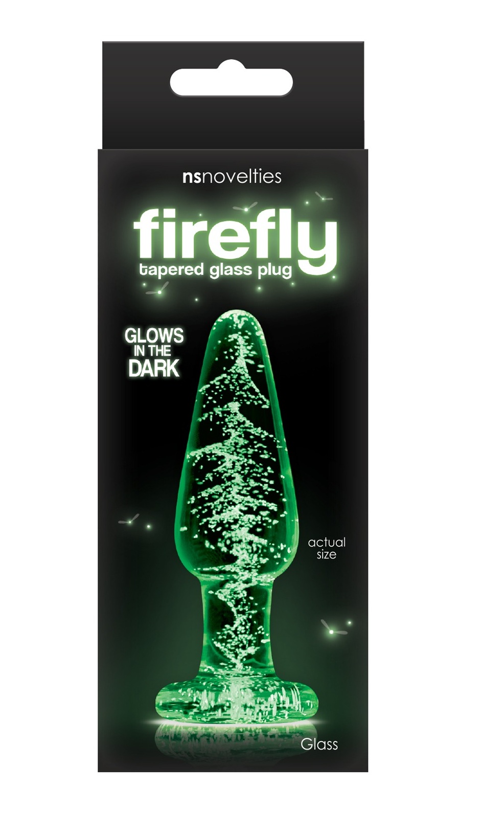 Анальная пробка стеклянная светящаяся NS Novelties FIREFLY GLASS TAPERED PLUG MEDIUM CLEAR