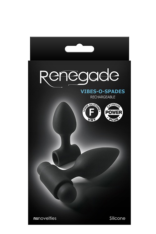 T280755 набір анальних пробок з вібрацією RENEGADE VIBES-O-SPADES BLACK