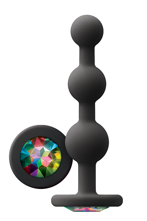 Анальна пробка з кристалом GLAMS RIPPLE RAINBOW Gem BLACK