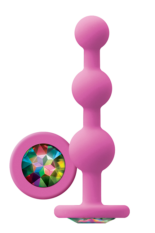 Анальна пробка з кристалом GLAMS RIPPLE RAINBOW GEM PINK