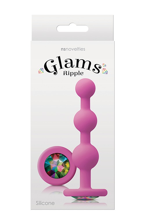 Анальная пробка с кристаллом GLAMS RIPPLE RAINBOW GEM PINK