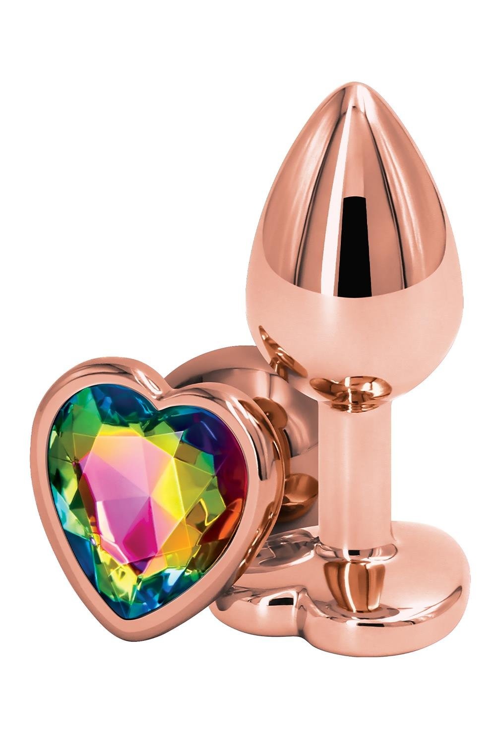 Анальна пробка REAR ASSETS ROSE GOLD HEART RAINBOW, s