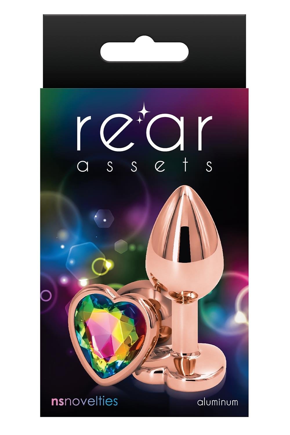 Анальна пробка REAR ASSETS ROSE GOLD HEART RAINBOW, s