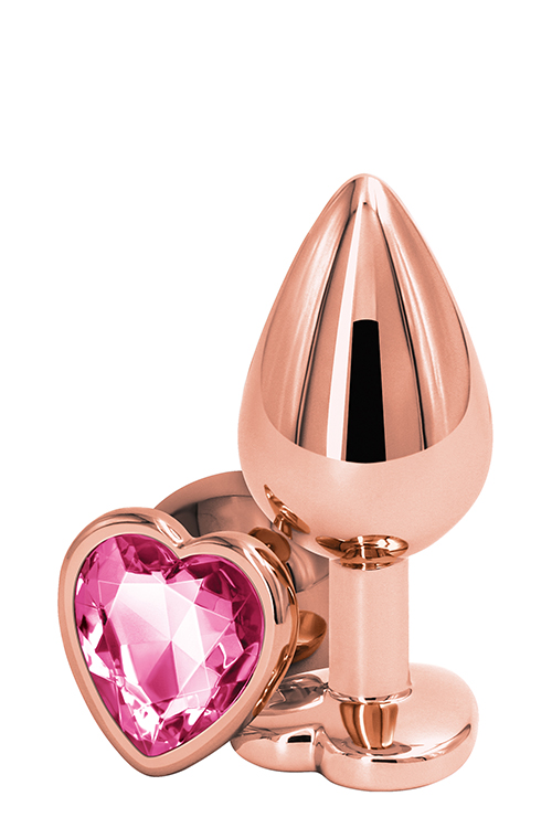 Анальна пробка REAR ASSETS ROSE GOLD HEART PINK, m