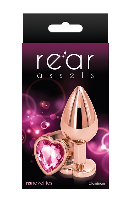 Анальна пробка REAR ASSETS ROSE GOLD HEART PINK, m