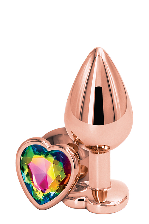Анальна пробка REAR ASSETS ROSE GOLD HEART RAINBOW, m