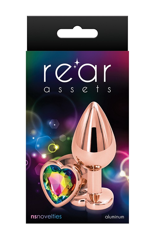 Анальна пробка REAR ASSETS ROSE GOLD HEART RAINBOW, m