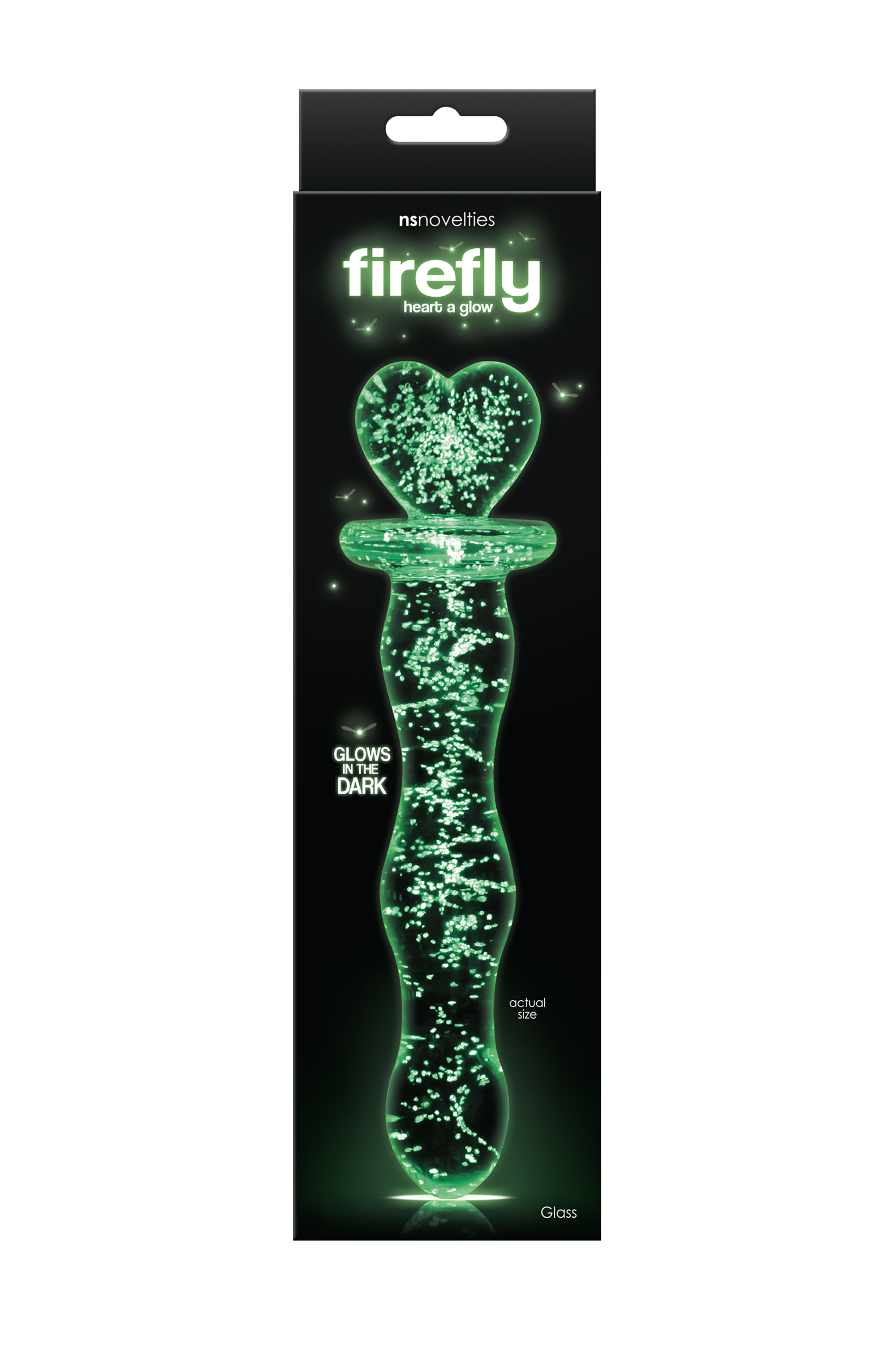 Фалоімітатор скляний NS Novelties, що світиться FIREFLY GLASS HEART A GLOW CLEAR