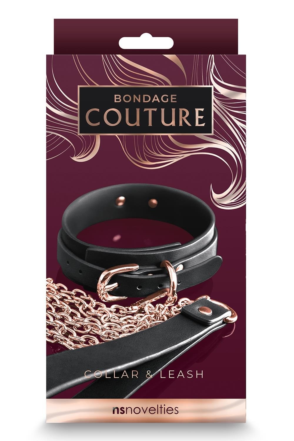 Нашийник з повідцем NS Novelties BONDAGE COUTURE COLLAR AND LEASH BLACK