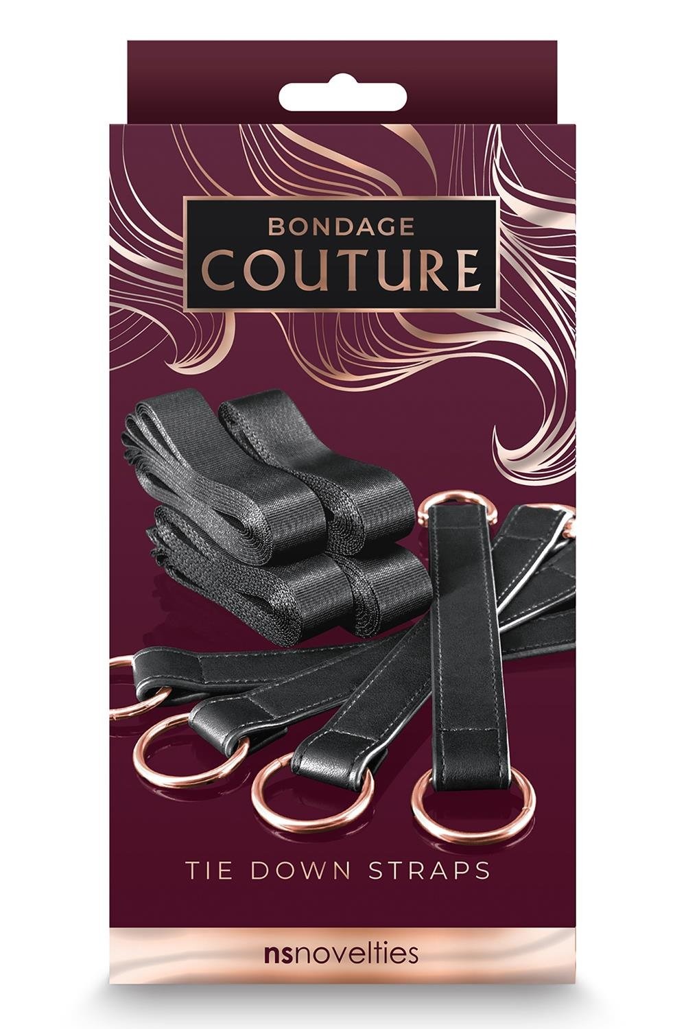 Система фіксації до ліжка NS Novelties BONDAGE COUTURE TIE DOWN STRAPS BLACK