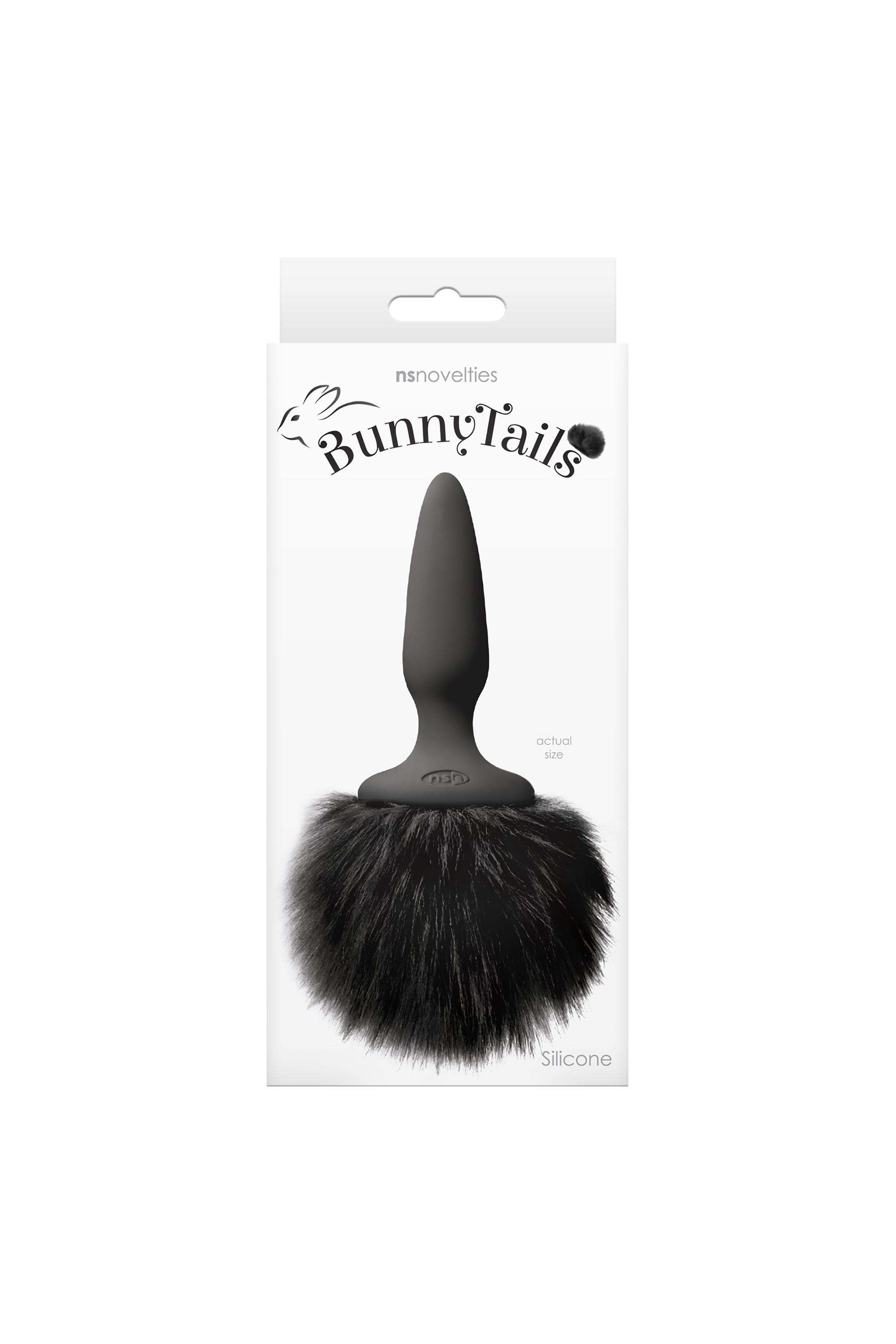 Анальная пробка с мягким пушистым хвостом кролика BUNNY TAILS MINI BLACK BLACK FUR