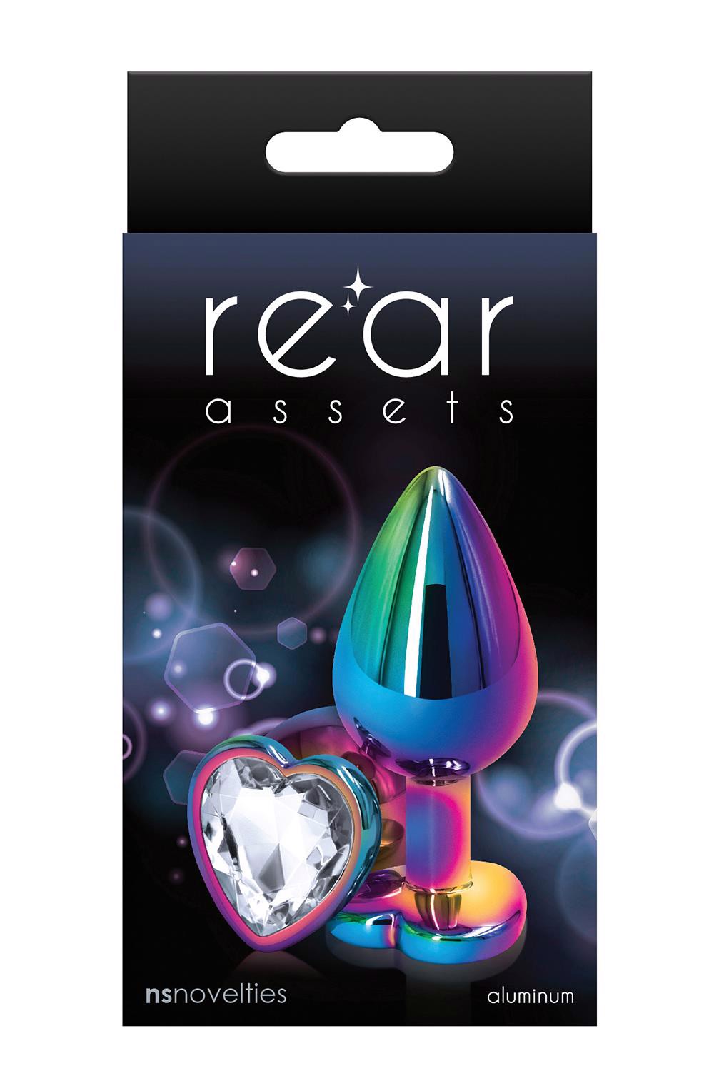 Анальна пробка NS Novelties REAR ASSETS MULTICOLOR HEART MEDIUM CLEAR