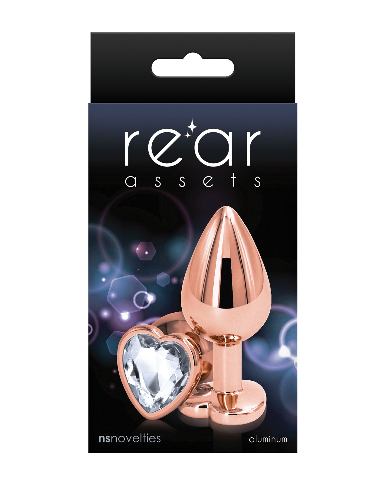 Анальна пробка NS Novelties REAR ASSETS ROSE GOLD HEART MEDIUM CLEAR