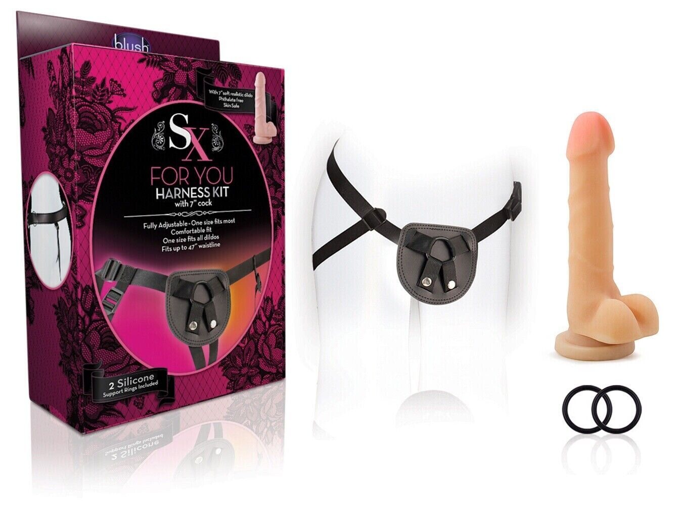 Страпон женский Blush Sx For You Harness Kit с присоской и креплением на трусиках
