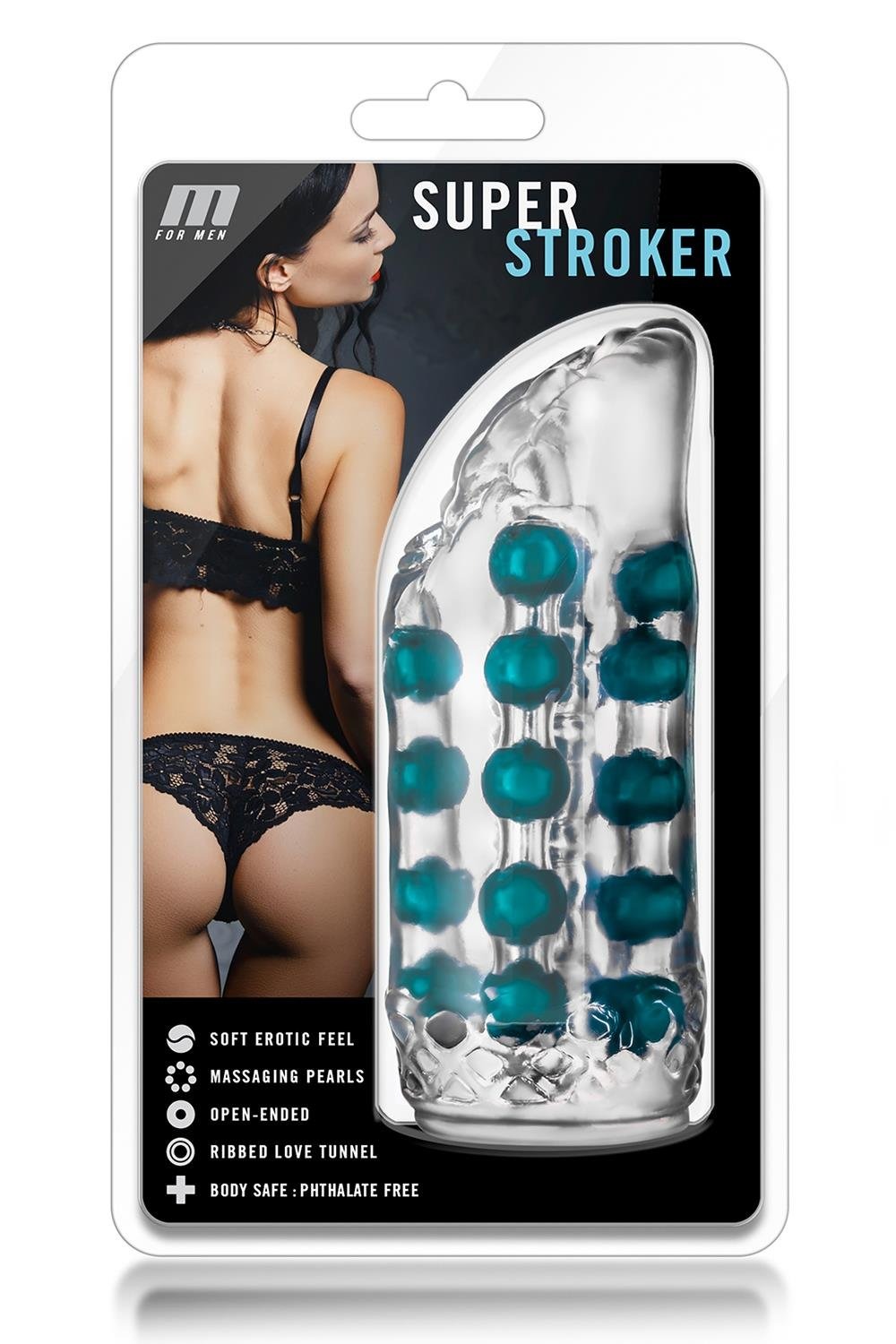 Мастурбатор вагина с бусинами внутри Blush M For Men Super Stroker Clear, прозрачный
