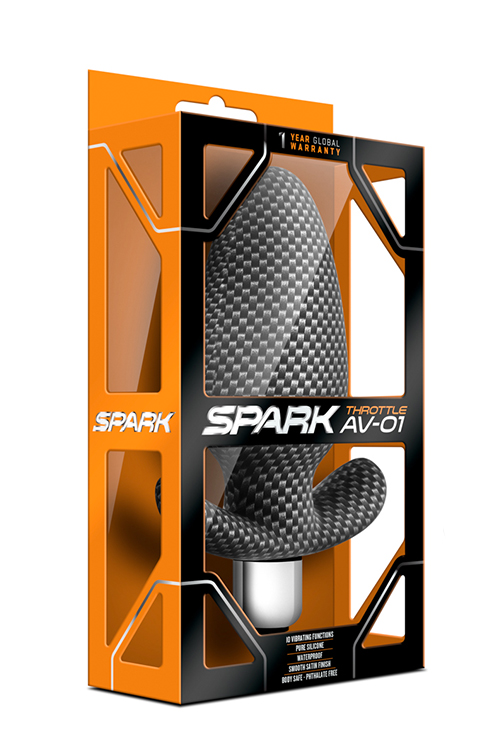 Анальная пробка с вибрацией 3 в 1 BLUSH SPARK THROTTLE AV-01 CARBON FIBER