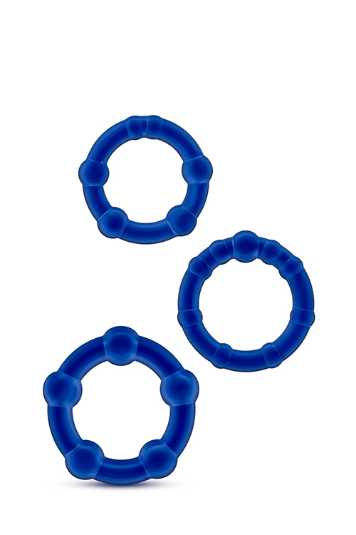 T330566 набір ерекційних кілець STAY HARD BEADED COCKRINGS BLUE