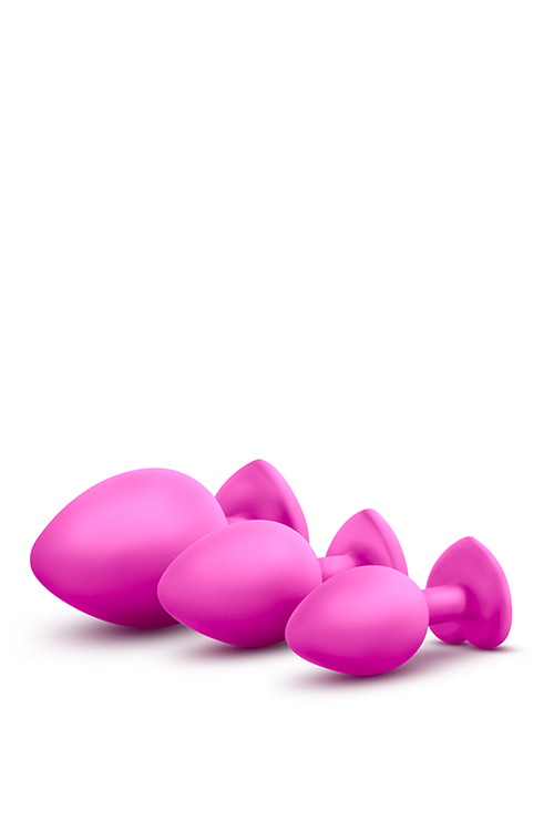 Набір анальних пробок із камінням Blush Bling Plugs Training Kit, рожевий