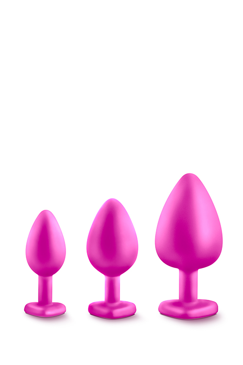 Набір анальних пробок із камінням Blush Bling Plugs Training Kit, рожевий