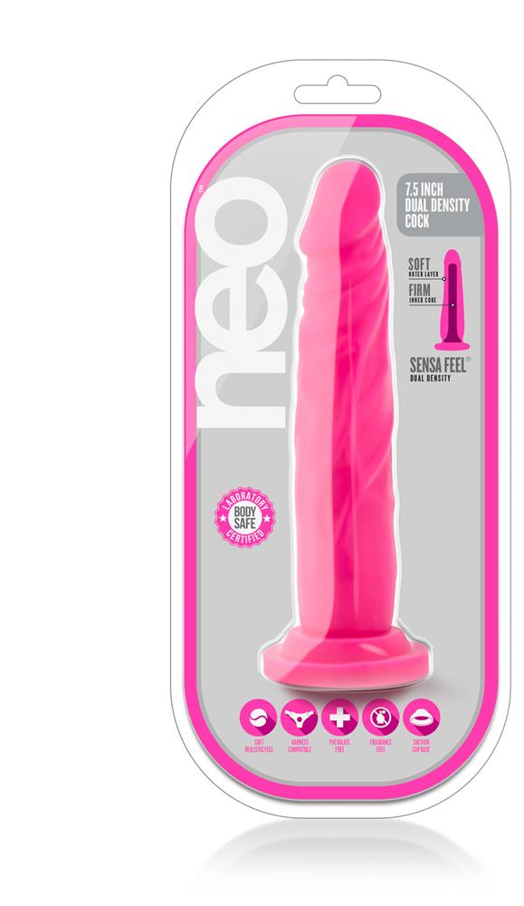 Фалоімітатор NEO 7.5 INCH DUAL DENSITY COCK NEON PINK
