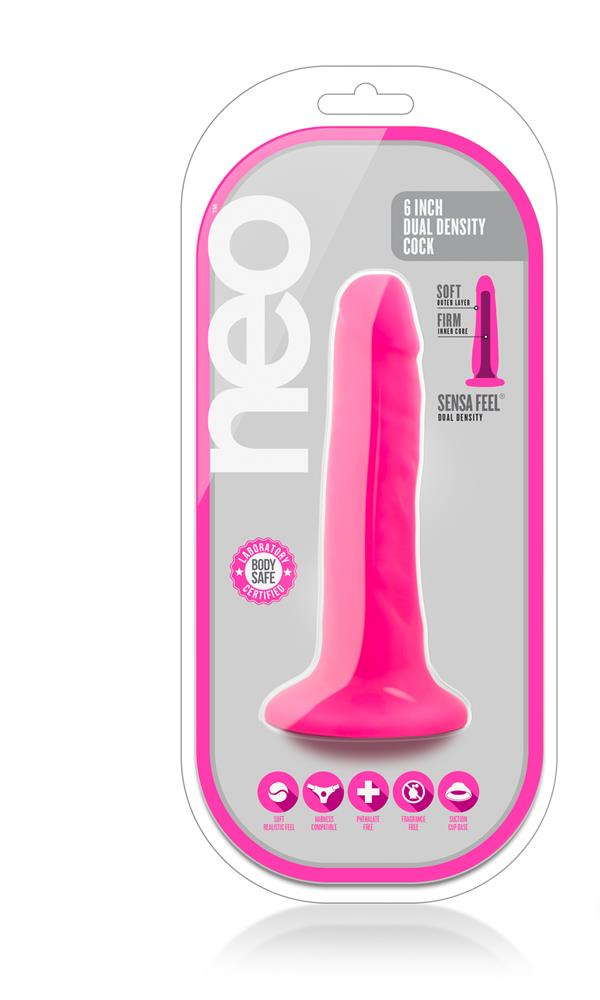 Фалоімітатор NEO 6INCH DUAL DENSITY cock NEON PINK