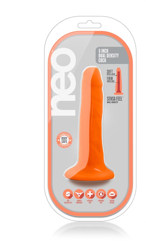 Фалоімітатор NEO 6INCH DUAL DENSITY cock NEON ORANGE